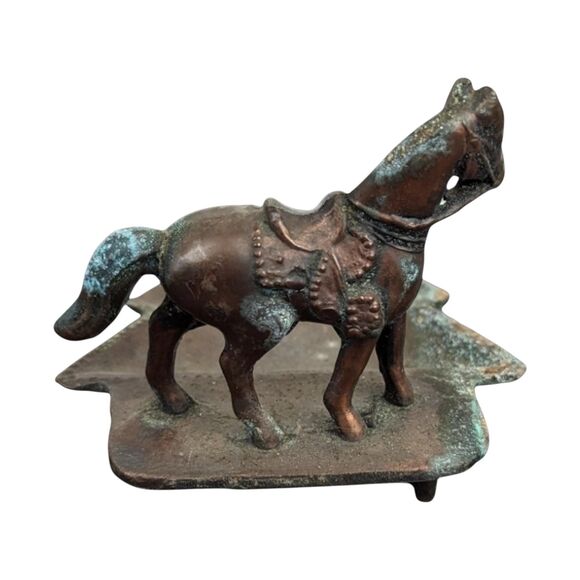 Vintage Bronze Horse Ashtray: Equestrian Western Decor - Picture 2 of 6